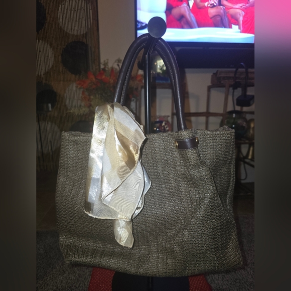 Furla Handbags - Furla Woven Tote Bag with Brown Handles